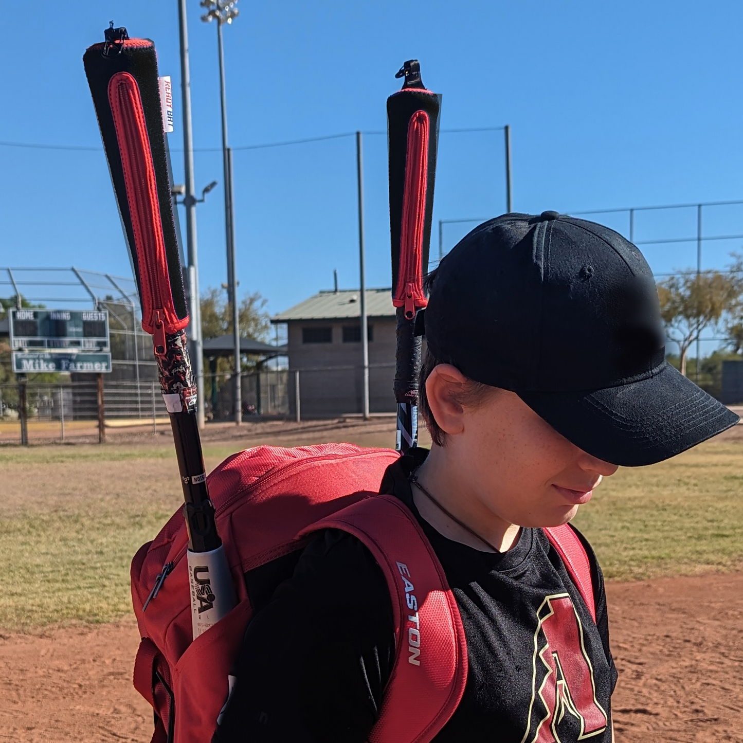 Black and Red Baseball Bat Handle Cover