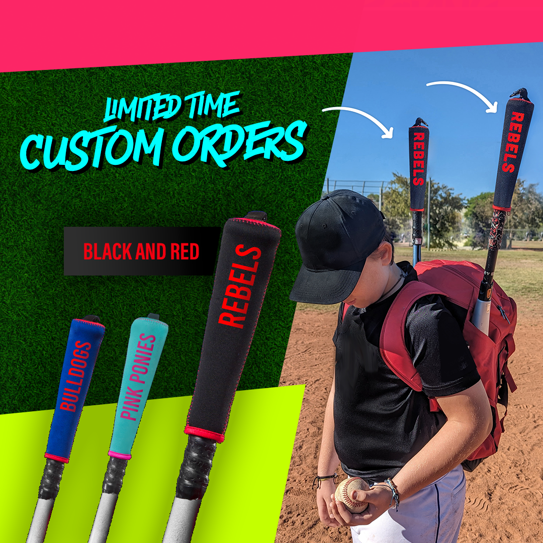 Black and Red Baseball Bat Handle Cover