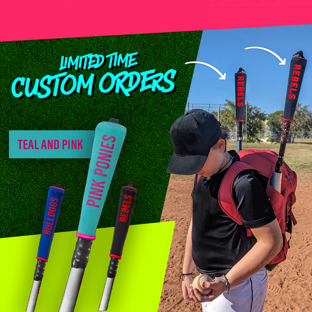 Teal and Pink Baseball Bat Handle Cover