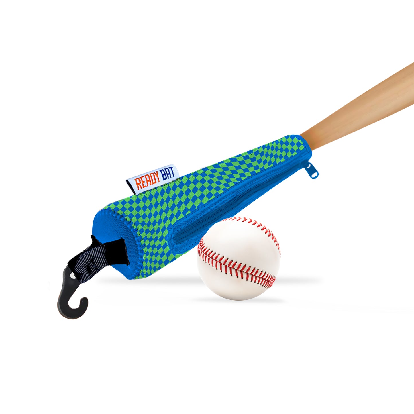 Green and Blue Checkered Baseball Bat Handle Cover