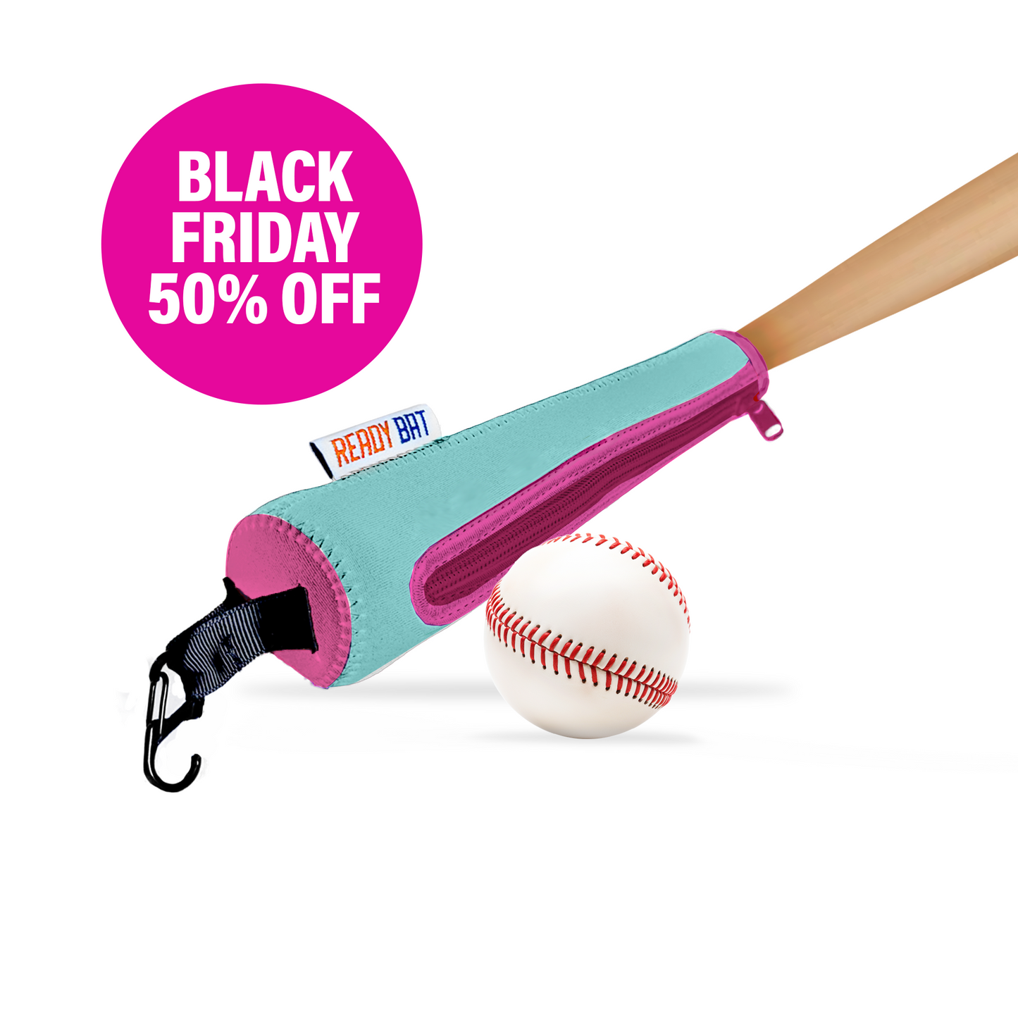 Teal and Pink Baseball Bat Handle Cover